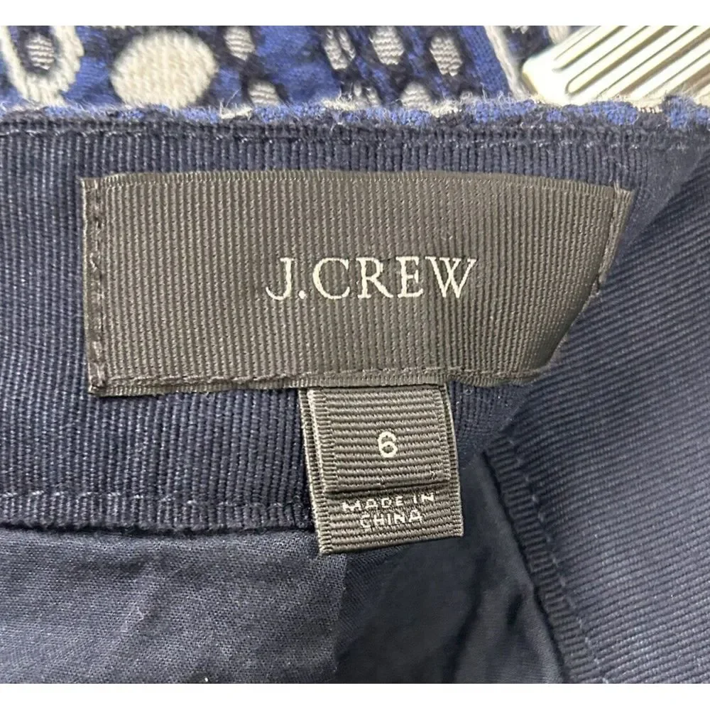 J. Crew Skirt Womens 6 Blue Floral Jacquard Lined Pencil Mini Back Zip Pockets - Picture 11 of 15